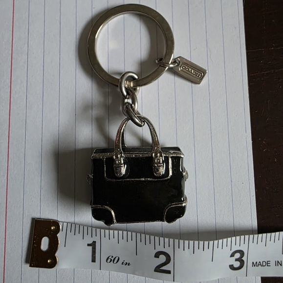 Coach Black and Silver Bag Charm Keychain Vintage Rare Mini Coach Bag - Picture 2 of 4
